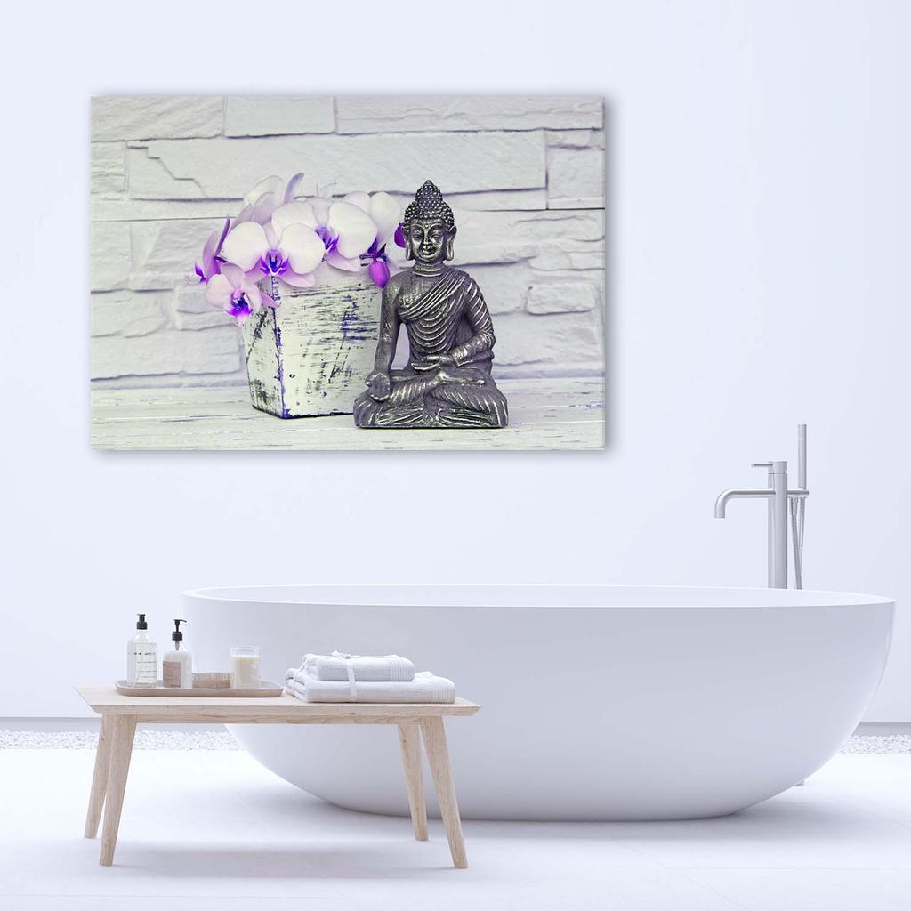 Canvas Print, Buddha Violet Flower Bouquet