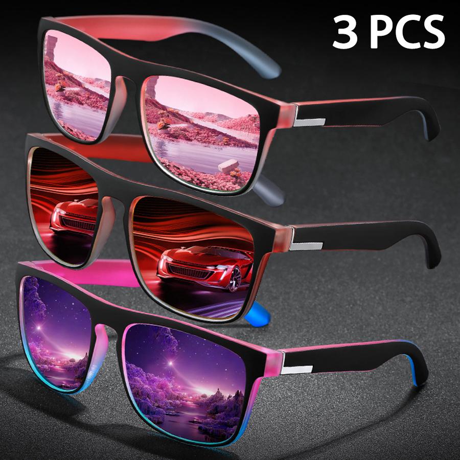 3PCS Polarized Sunglasses UV400 Protection Men's Women's Anti-Glare Eyewear for Driving Fishing Beach Sports