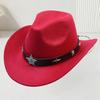 European and American Woolen Hat Women's Western Retro Cowboy Hat Men's Five-pointed Star Ethnic Style Decorative Flat Top Top Top Hat