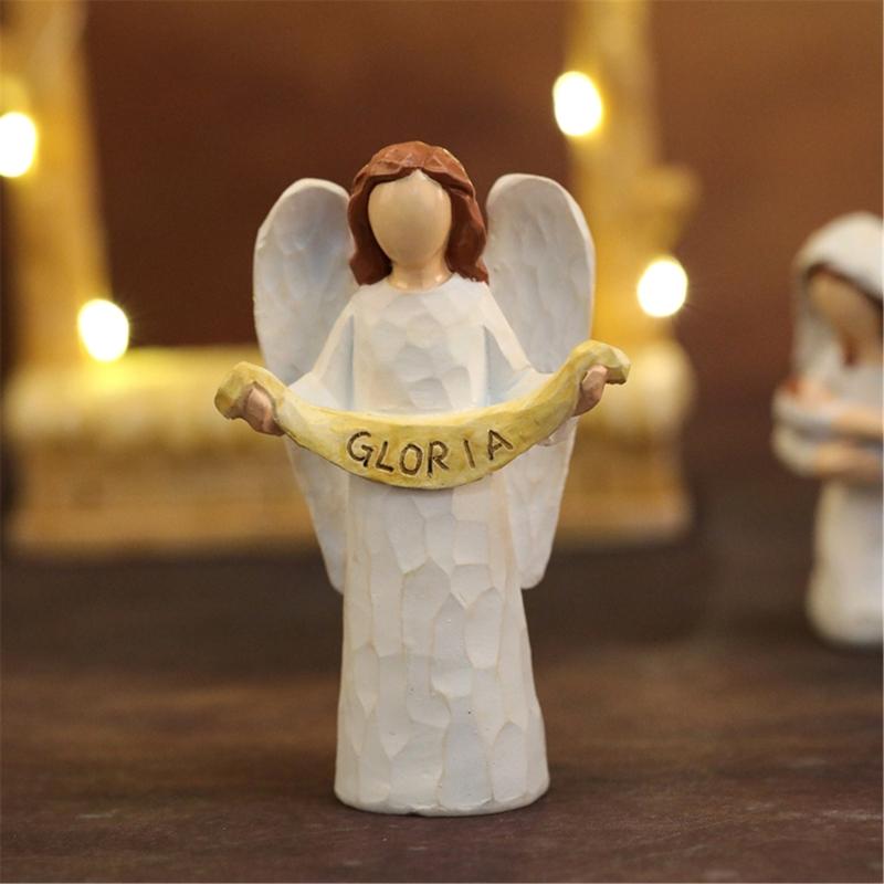 Christmas Nativity Figurines Holy Family Figure with Donkey Nativity Figure,Table Ornament Religious Christmas Decors