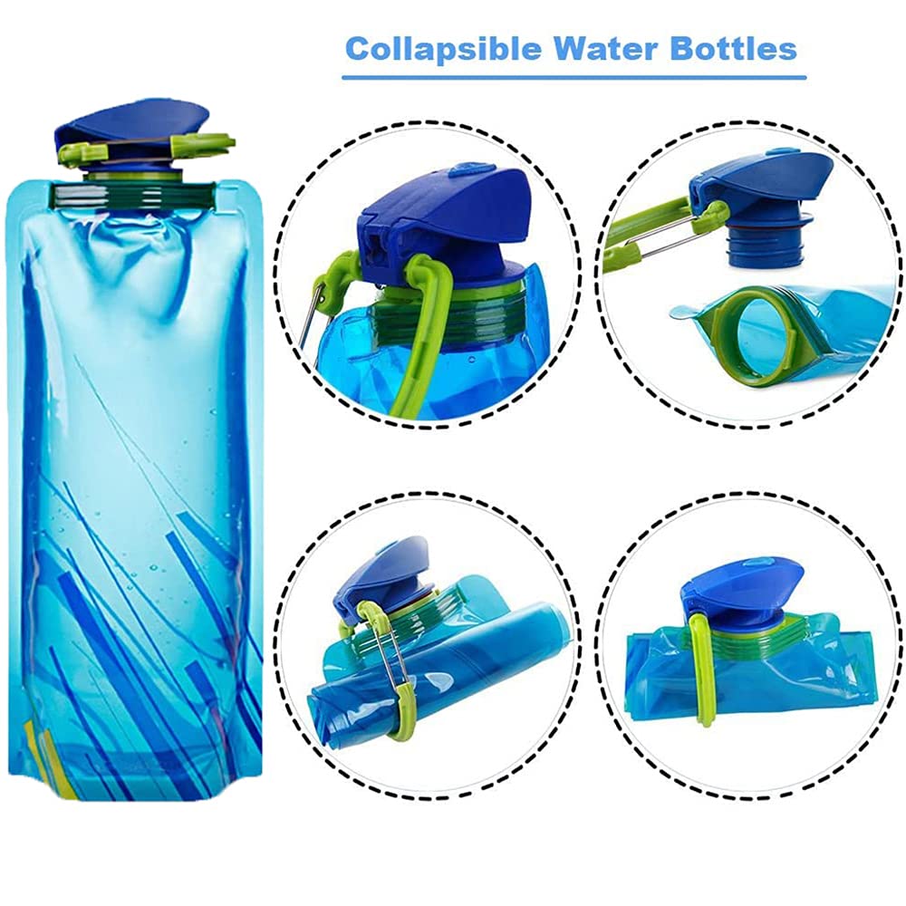 700 Ml Foldable Water Bottles Reusable Water Bottle Foldable Drinking Bottle Bag for Hiking, Adventure, Travel Pack of 4