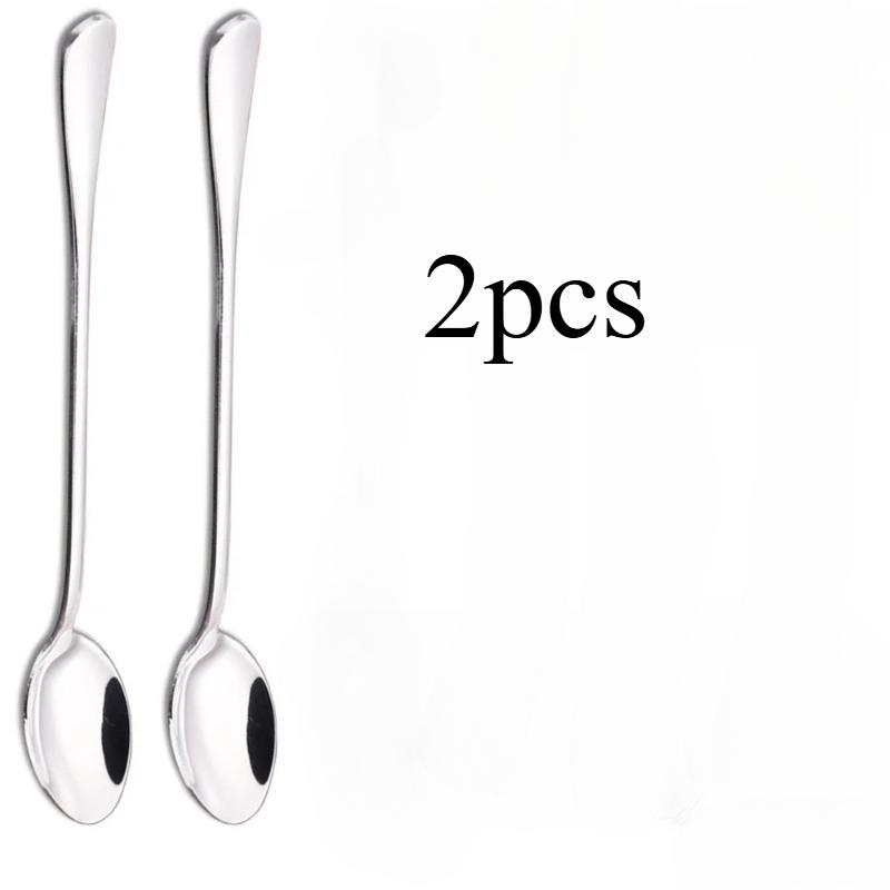 

2/4/6 шт. Кофейная ложка из нержавеющей стали с длинной ручкой, ложка для мороженого, десерта, чая для пикника, посуда для напитков, кухонные принадлежности 2pcs серый