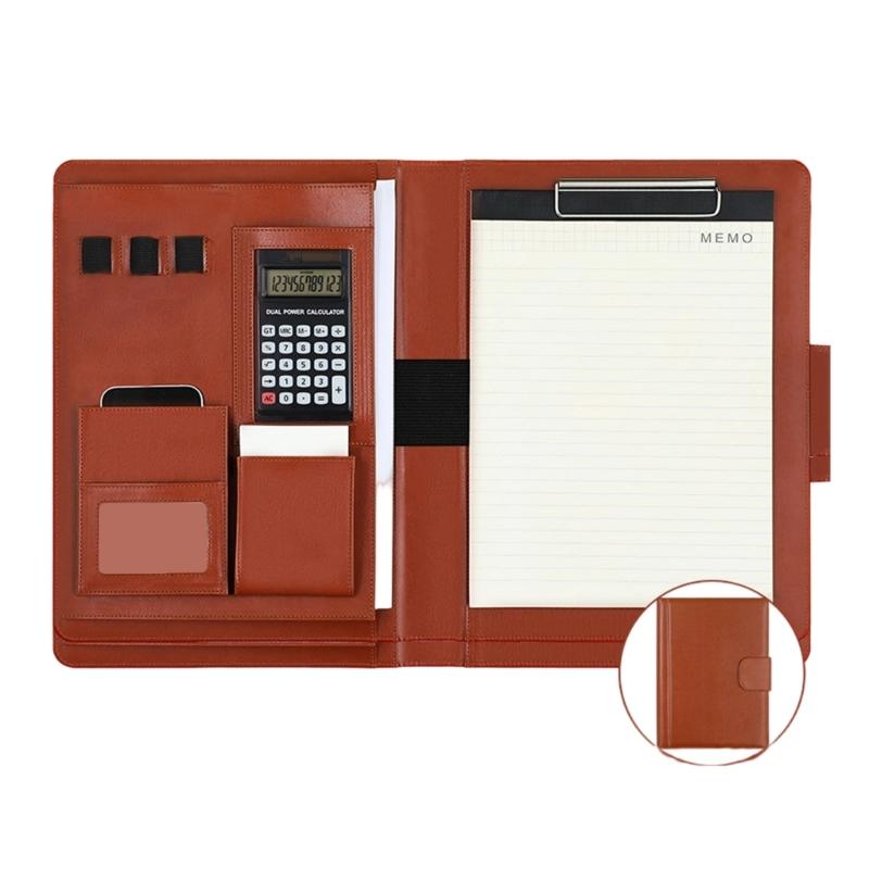 PU Leather A4 Personals Organizers Binders Cover with Calculator & Clipboard for Easy Access Budget Systems Companion