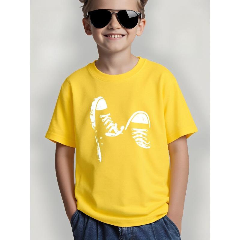 Kids Sneaker Print Crewneck Summer Short Sleeve Tee