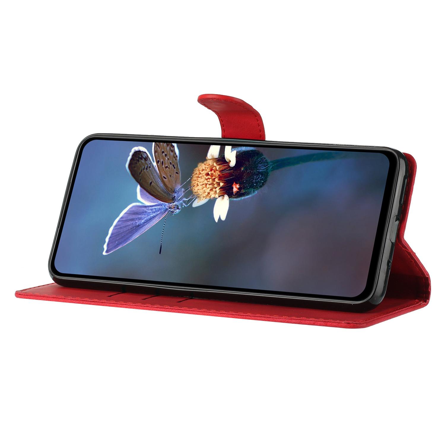 

For Samsung Galaxy S24+ Case Imprinted Stand Phone Shell Wallet PU Leather Magnetic Phone Cover Red