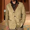 Winter Fall Men Jacket Retro Patchwork Fake Two-piece Fake Pockets Single-breasted Cardigan Long