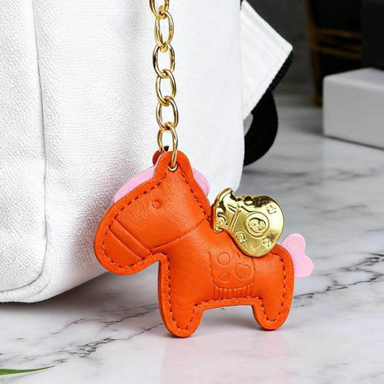 Pferd Taschenanhänger Kompakter Mini Schlüsselanhänger Handgefertigt Kunstleder Pferdeanhänger Handtaschen Geldbörsen Rucksäcke Taschenzubehör