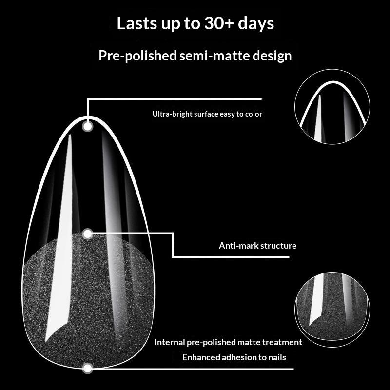 240Pcs/Box Soft Gel Nail Tips, Half Matte Full Coverage Press-On Nail Tips Short Almond False Nails Thin Front End Thick
