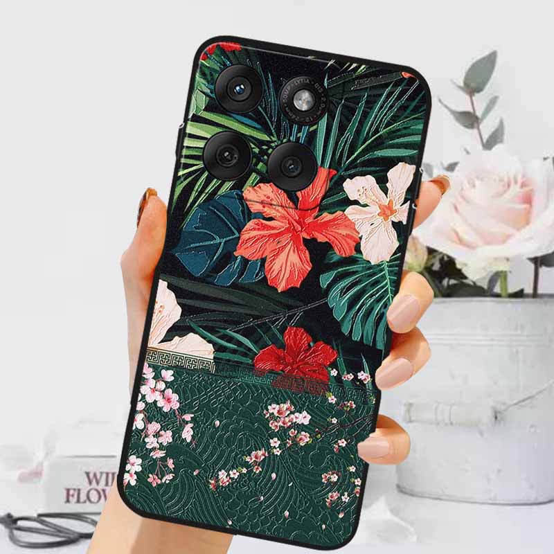 3D Emboss Cases For Edge 60 Fusion / Edge 60 Pro Relief Embossed Retro Silicone Back Cover For Edge 60 Stylus Black Funda 60 Pro