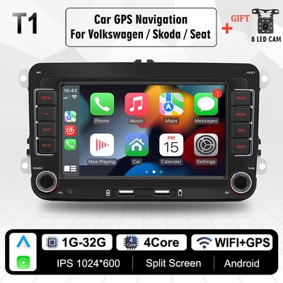 Új 2 Din autórádió Android multimédia lejátszó Carplay Auto VW Volkswagen Golfhoz Polo Tiguan Passat b7 b6 SEAT leon Skoda Octavia 1+32GB