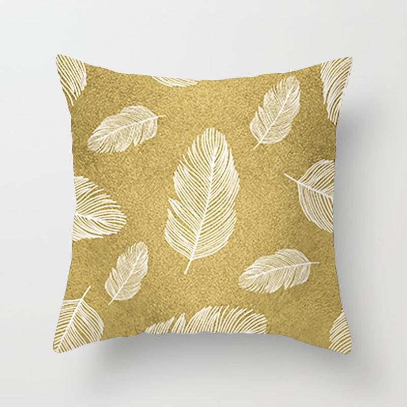 Ins Nordic Style Home Soft Decoration Gold Sofa Pillowcase Digital Printing Office Cushion Cover Pillowcase