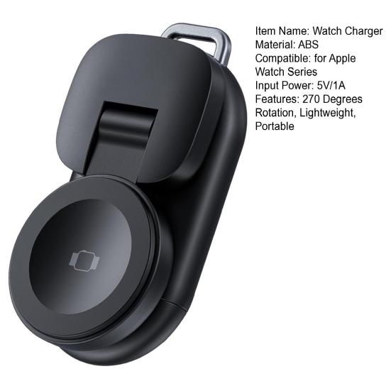Mini Watch Wireless Charger for Apple Watch Series 270 Degrees Rotation Lightweight Portable Travel USB-C Smartwatch Charging Dock Stand