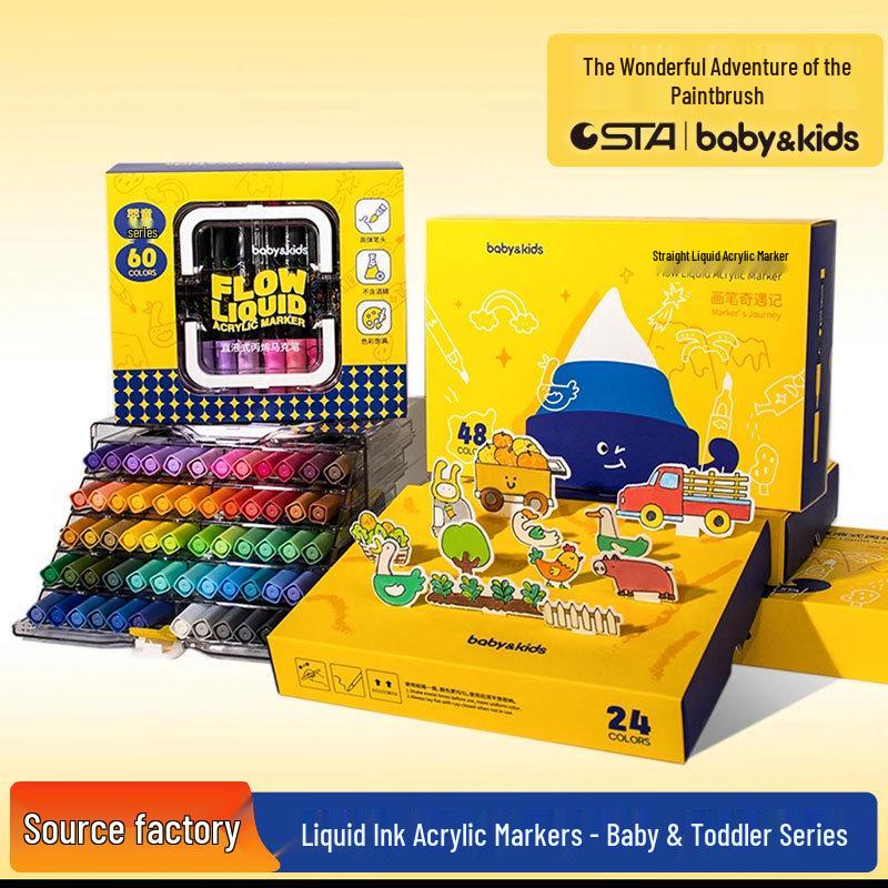 

Multicolor Stackable Acrylic Marker Set - Waterproof Art Pens for Students 48 Colors - Pull-out Box