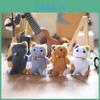 Brinquedo Pingente de Gato de Pelúcia Fofo com Chaveiro Branco/cinza/marrom