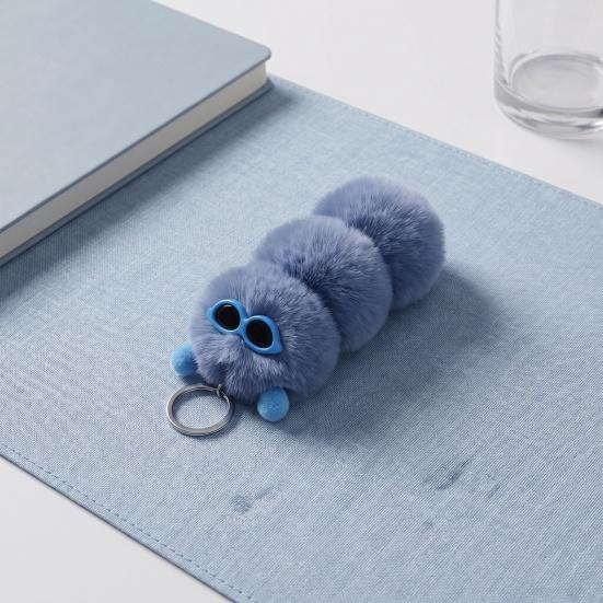 Plush Backpack Accessory Sunglasses Caterpillar Keychain, Stuffed Keyring Pendant for Cartoon Ornament Bags & Car Keys, Decorative Purse Key Chain