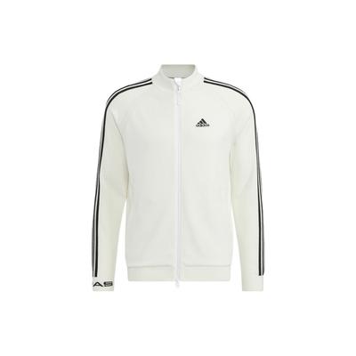 Veste Zippée Classique à Trois Bandes avec Col Montant et Imprimé Logo Homme Vestes Blanc HP1993