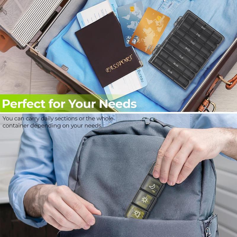 Pill Box 7 Days 21 Grids 3 Times One Day Pills Case Organizer Portable Large Storage Container Tablet Vitamin Medicine Fish Oils