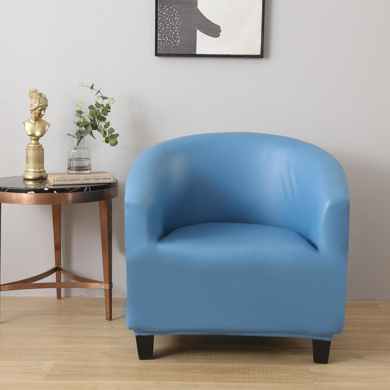 PU Leather Waterproof Tub Sofa Cover Anti-dirty Club Chair Slipcover Solid Color Couch Covers Protector Furniture Living Room