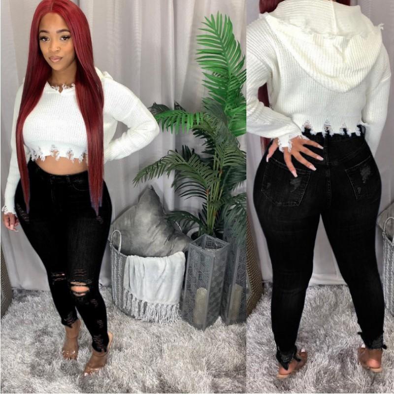 High-Waisted Stretch Slim Fit Denim Jeans Women Black Dark Blue Mid-Stretch Cotton Blend Pencil Leg Style