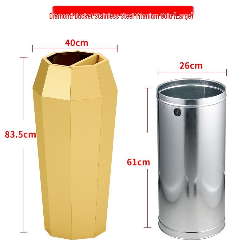 Large Capacity Stainless Steel Anti-Fingerprint Trash Can with Ashtray for Hotel, KTV, Club, and Shopping Mall