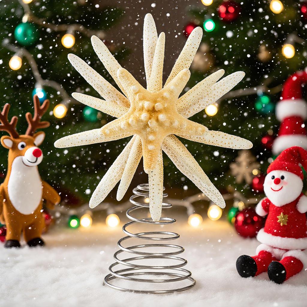 Christmas Decor - Sea Star Tree Topper - Xmas Holiday Tree Top Decoration for Indoor Outdoor Home Room Party