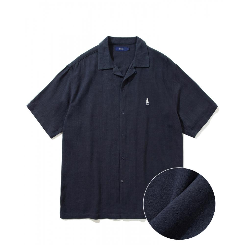 

YALE 52 HERITAGE DAN OPEN COLLAR LINEN SHIRT NAVY