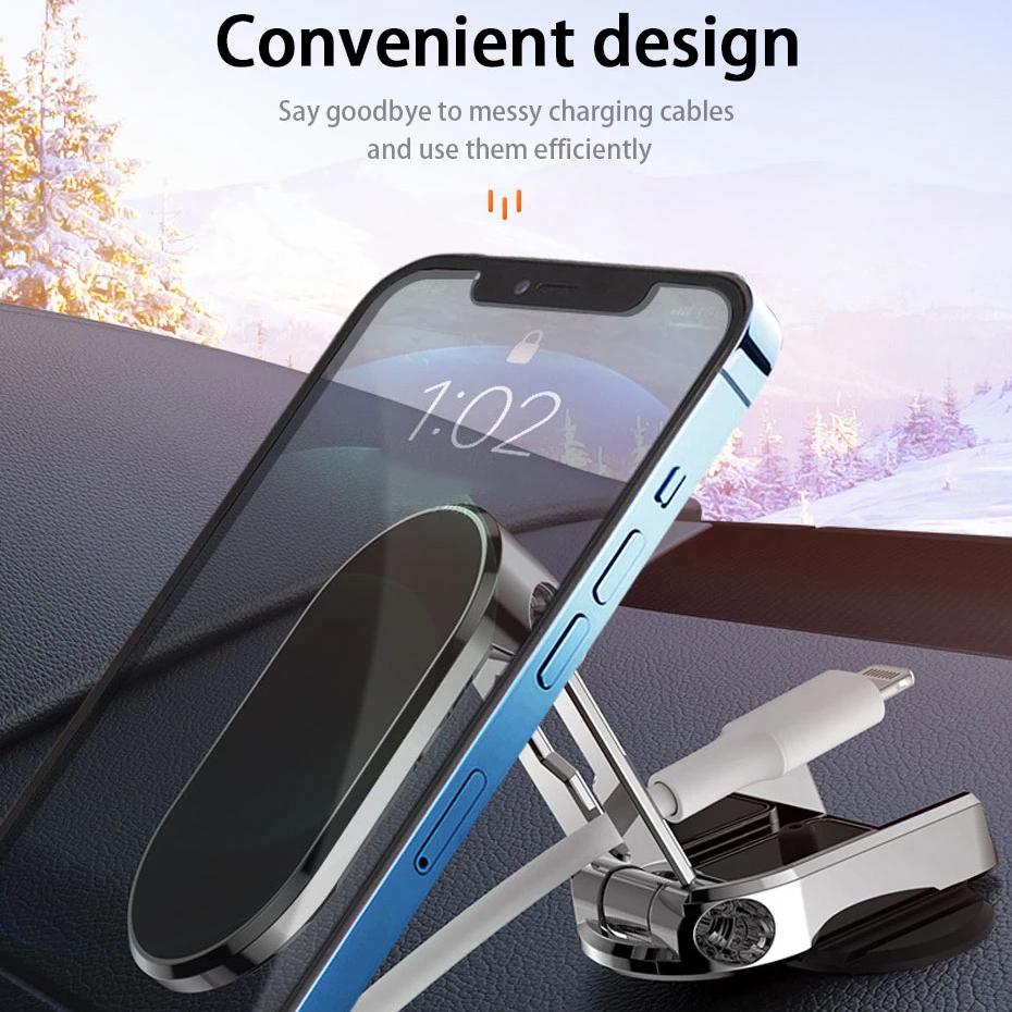 Magnetic Mobile Phone Holder For Car Metal Creative Car Folding Height Adjustable Positioning Rotating Auto Universal Holder