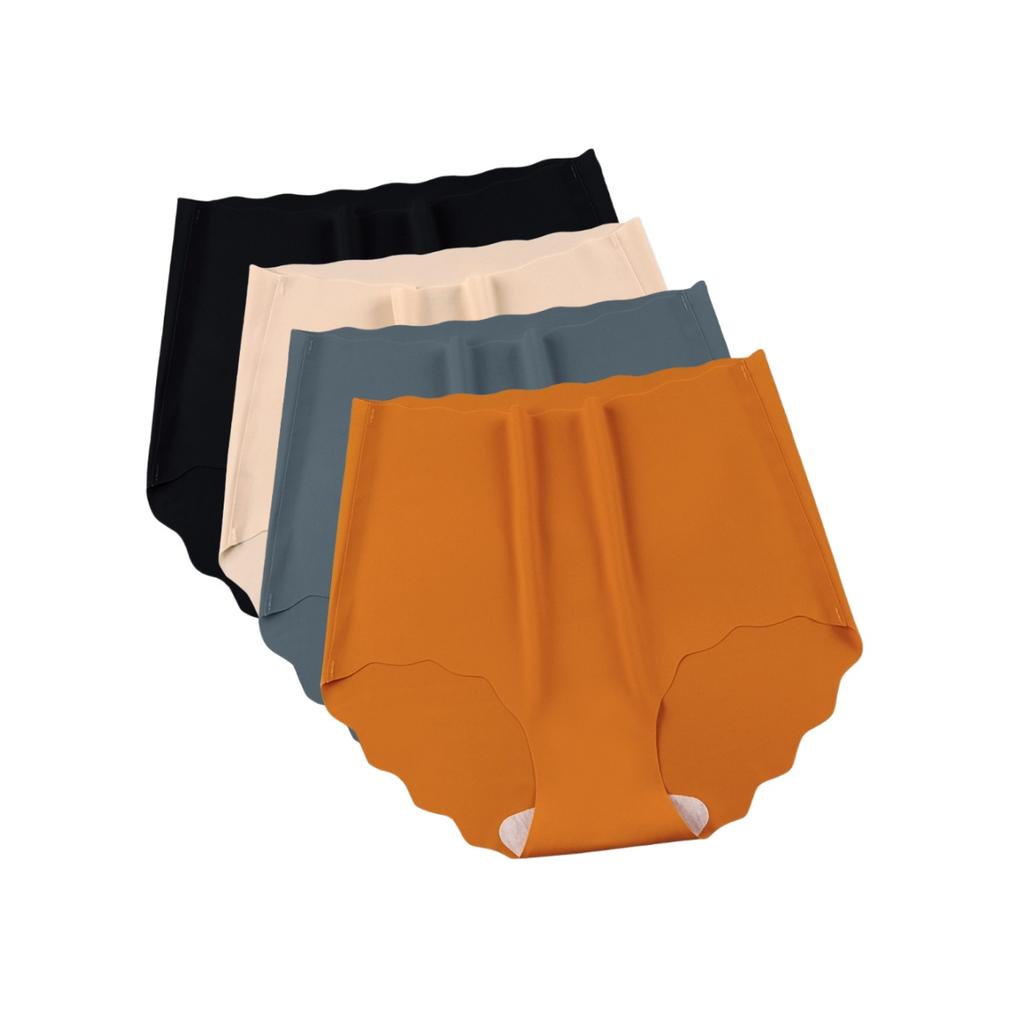 4Pcs/Set Women Seamless Panties Ice Silk Briefs Female Underpants High Waist Panties Ultra-thin Underwear Sexy Lingerie M-XXL