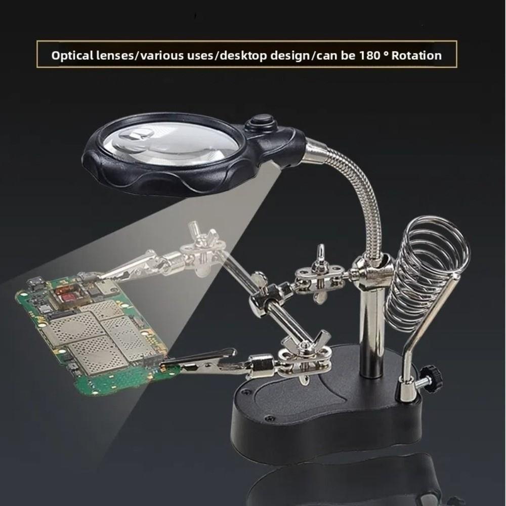 Desktop Welding Auxiliary Clip Magnifier LED Magnifying Glass Soldering Iron Stand