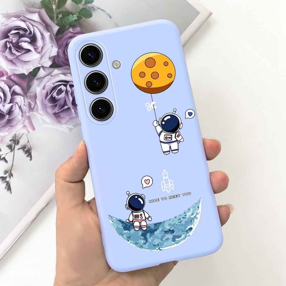 For Samsung Galaxy S24 Plus Case Lovely Yellow Duck Astronaut Matte Silicone Soft Cover For Samsung S 24 S24 Ultra S24+ 5G Funda