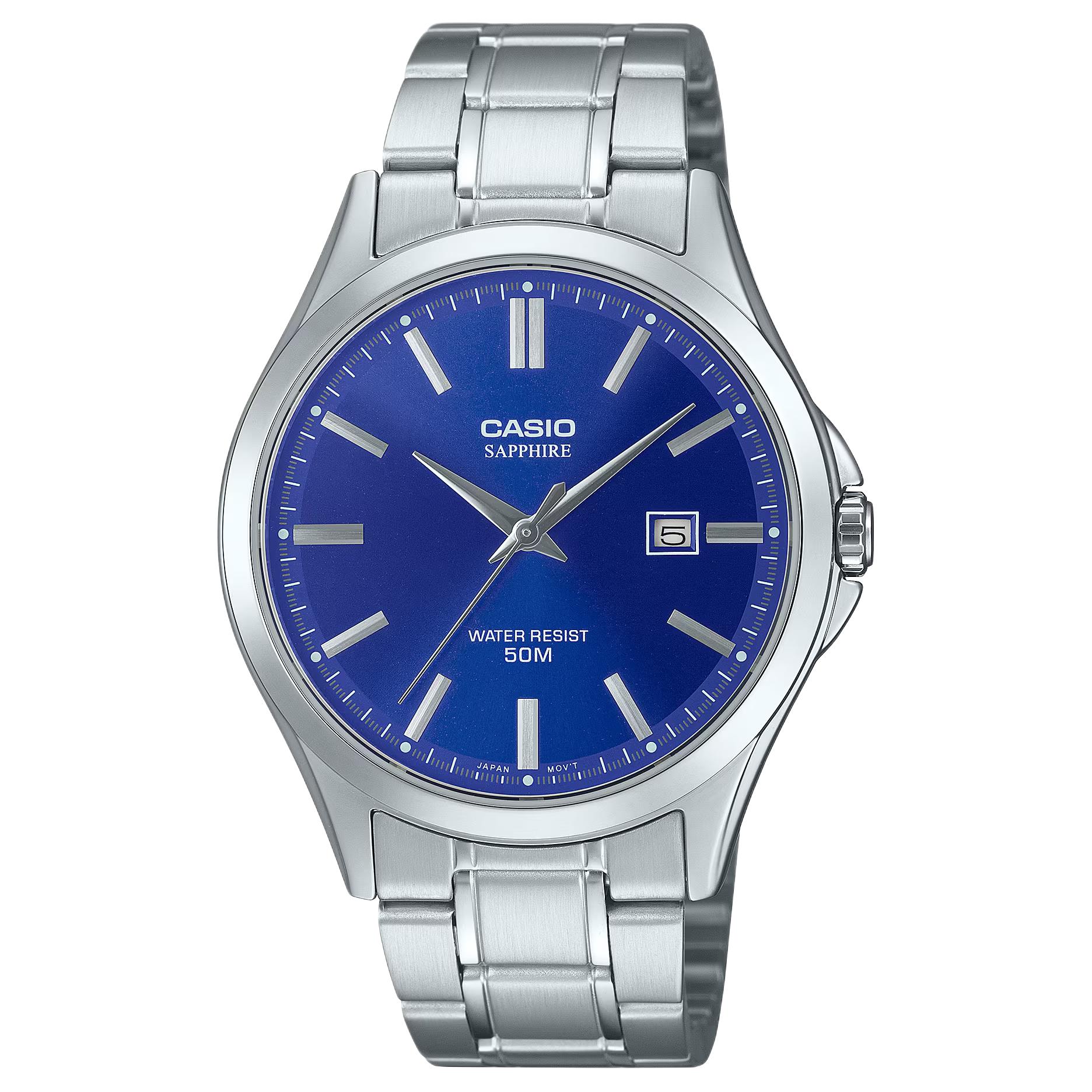 

CASIO G SHOCK Quartz Movement Stainless Steel Strap Watch Men s Watches Blue Dial MTS-115D-2A1V Blue Dial