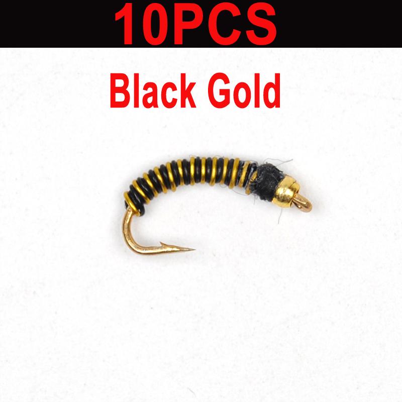 10pcs #14 Bi Color Brassie Miges Chironomids Fly Fishing Flies / Bait / Lures