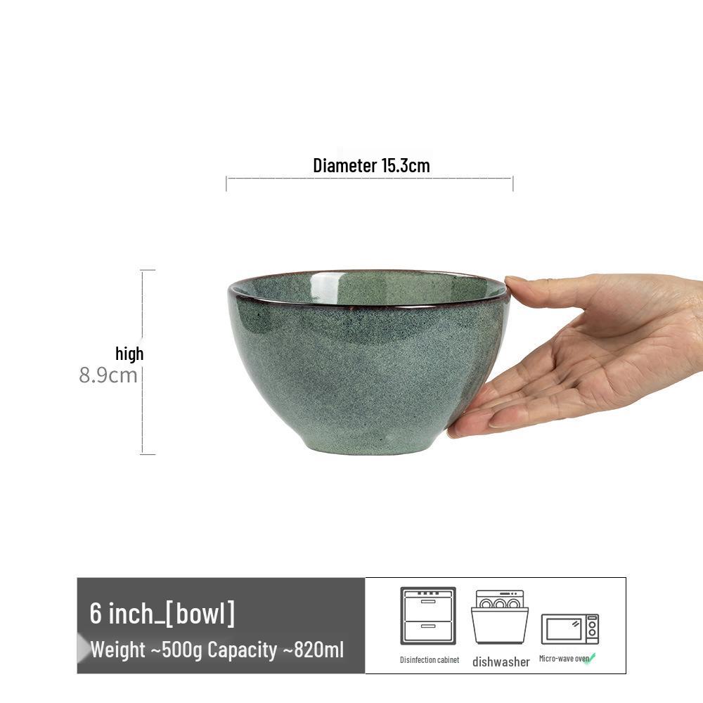 Japanese Retro Ceramic Bowl - Versatile for Salads, Noodles, Vegetables, Fruits, or Soups.