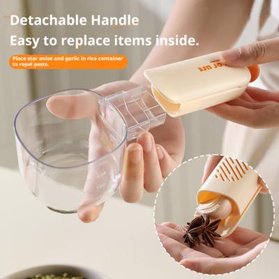 Odměrka na krmivo pro domácí zvířata s měřítkem, klip na uzavírání sáčků, multifunkční naběračka na rýžovou mouku, kuchyňský pomocník