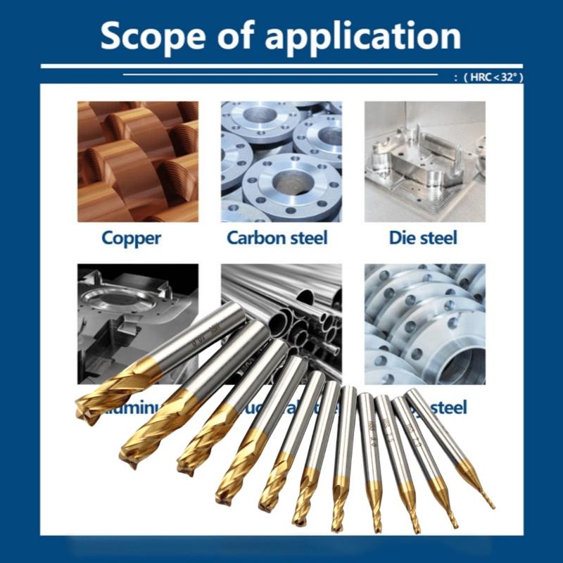 11Pcs Milling Cutters 4-Flute Titanium Coated HSS End Mill Set For CNC Wood Steel Milling 1.5-10mm