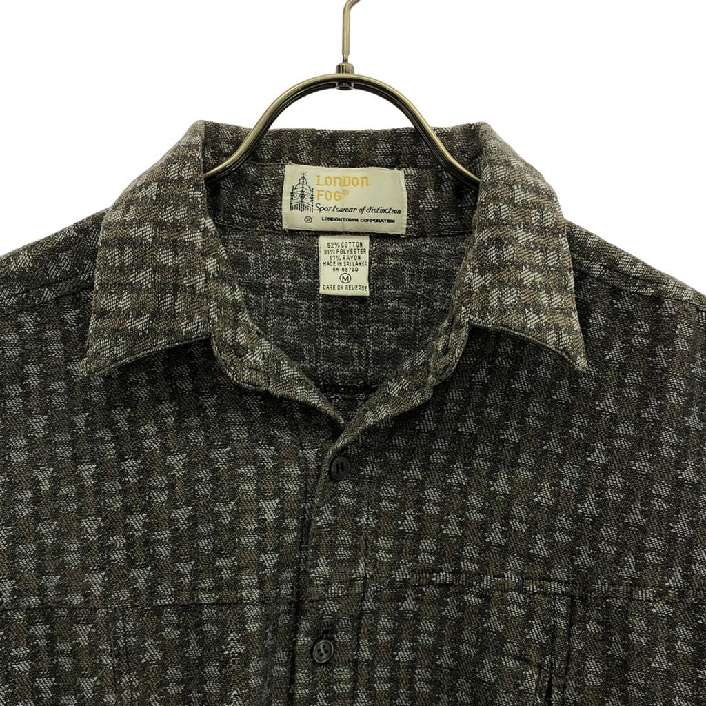 LONDON FOG 80s Vintage Overall Handle Long Sleeve Shirt M Gray X Brown Men's Used