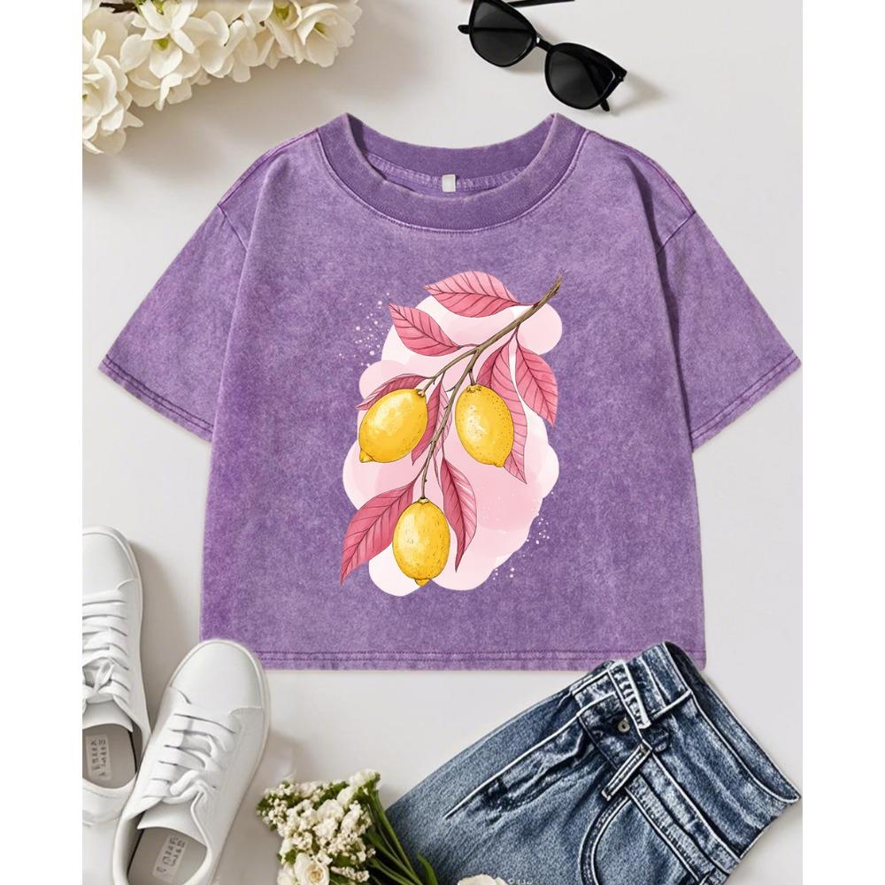 

Футболка женская приталенная с принтами свежих лимонов, летняя, хлопковая, повседневная, Y2K топы XL