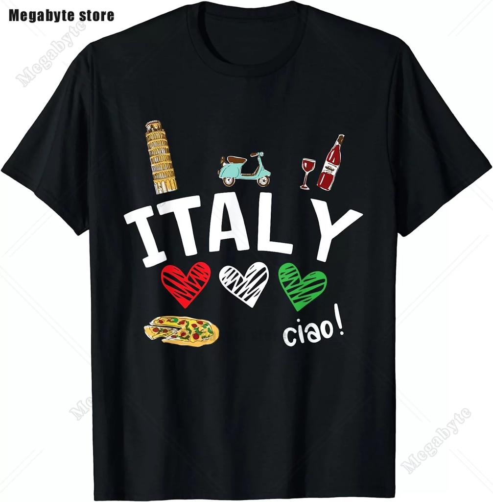 Italia TShirt Italy Flag Coat of Arms Tee Shirt Repubblica Italiana Italian Heritage Vintage T Shirt Guys Streetwear Crew Neck