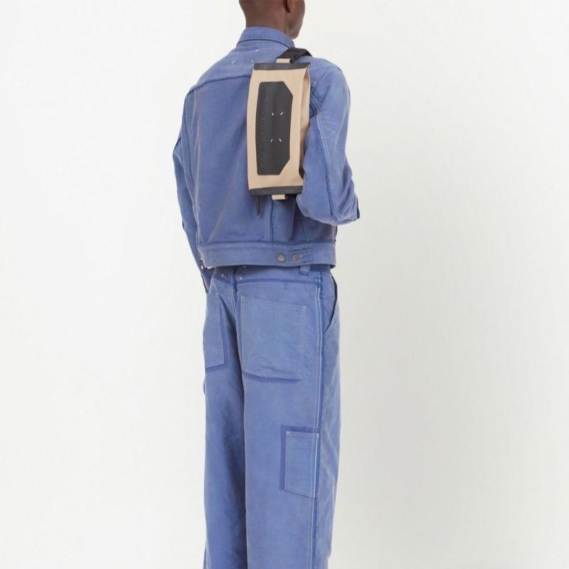 Maison Margiela Logo Mackintosh Cotton Shoulder Bag Women bags Beige Black SB1WG0033P5351