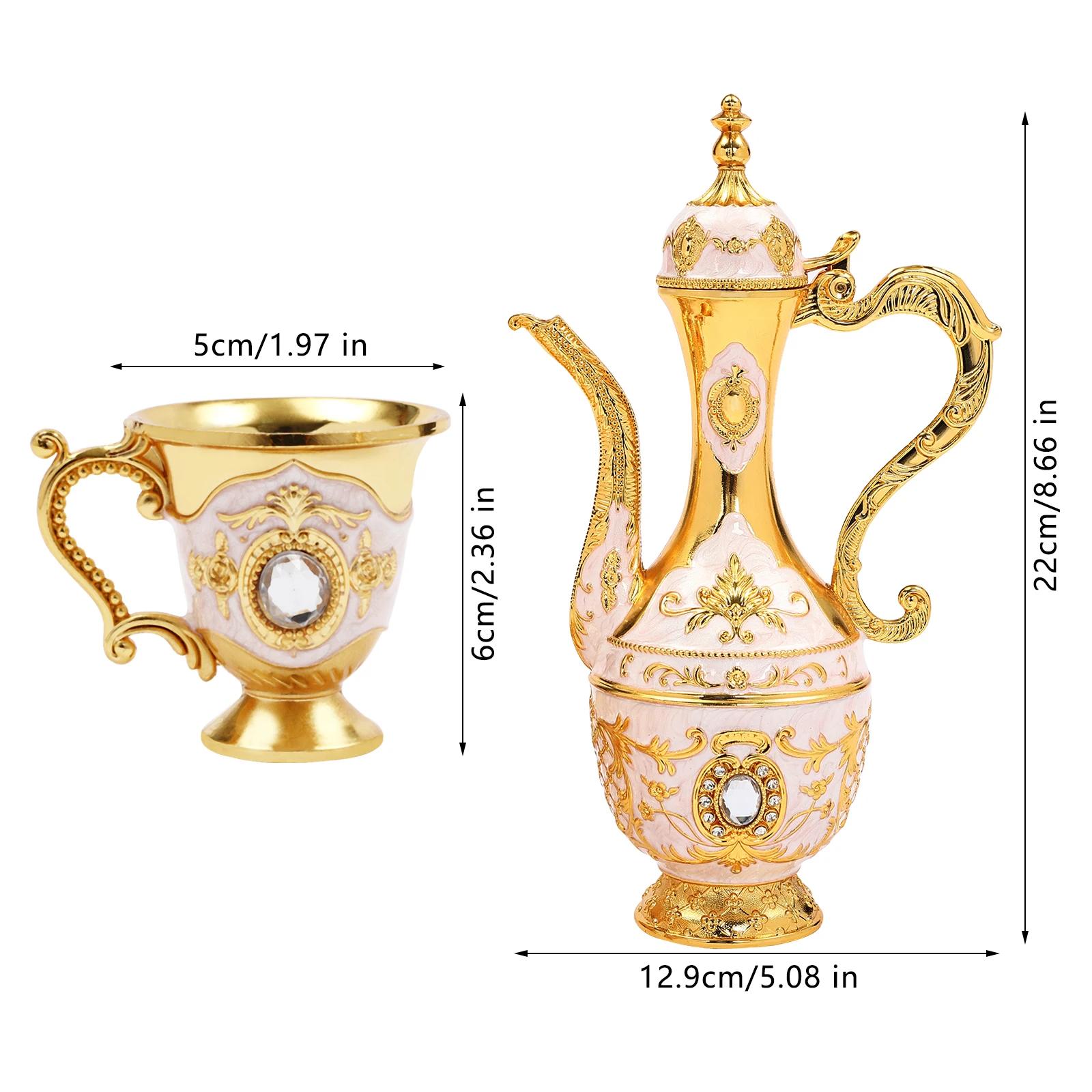 

Vintage Turkish Coffee Cup Set w/Pot & 6 Cups,Turkish Tea Cups,Suitable for Home Decor,Birthday,Christmas,Housewarming&Wedding золотий