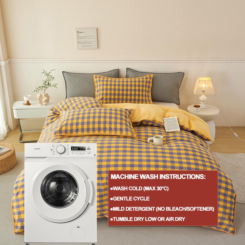 100% Cotton Luxury Bedding Set – Premium Duvet Cover + 2 Pillowcases, Classic Plaid Style, Soft & Breathable Comforter Cover Set