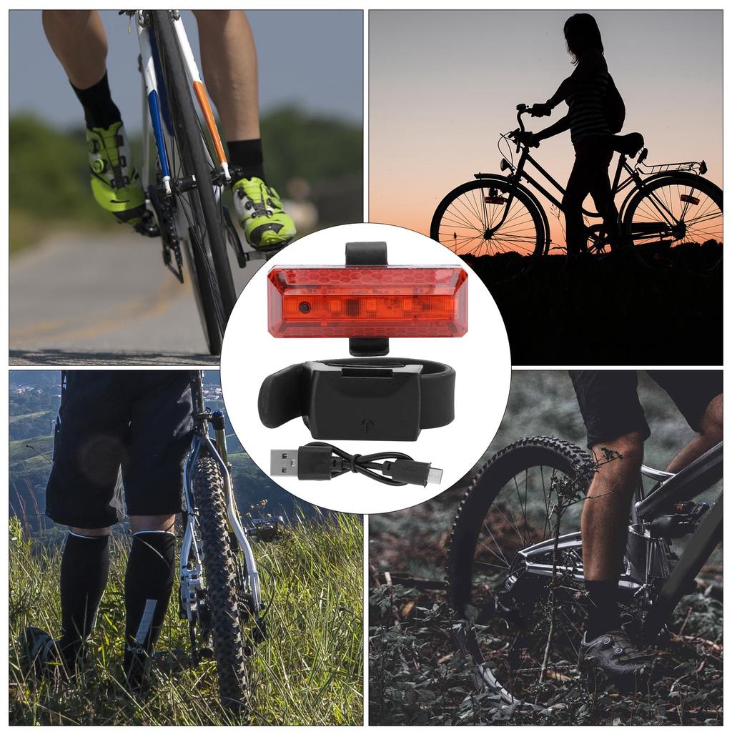 USB Charging   Taillight Cycling 5LED Light   Reflective Cycle Warning Lamp
