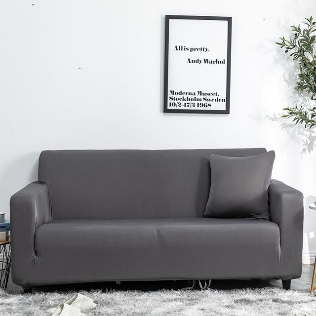 Waterproof Dark Grey Sofa Furniture Cover Elastic Sofa Covers Designed For Living Room Plain Couch Slipcovers Funda De Sofa Furniture Couverture De