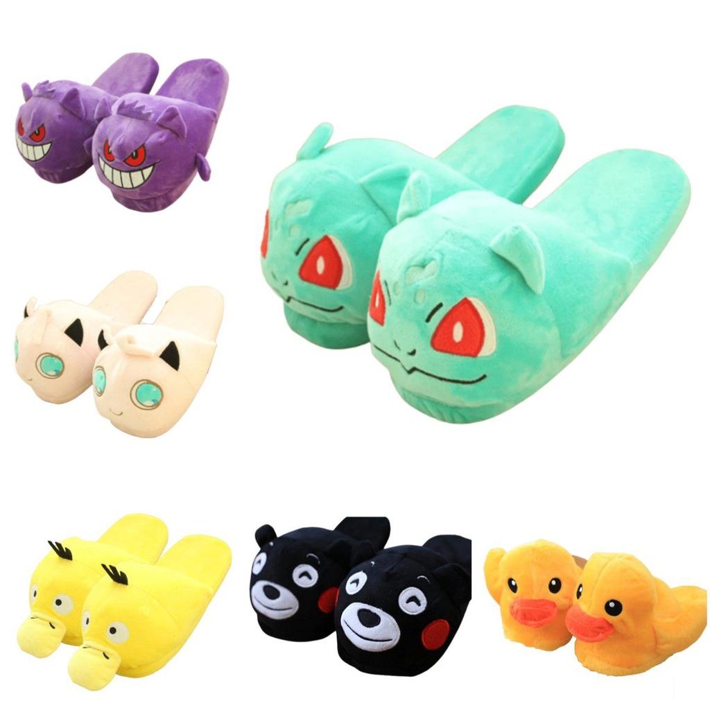 Kreslené plyšové bavlněné pantofle Pokemon - Měkké a teplé protiskluzové domácí pantofle pro děti a dospělé