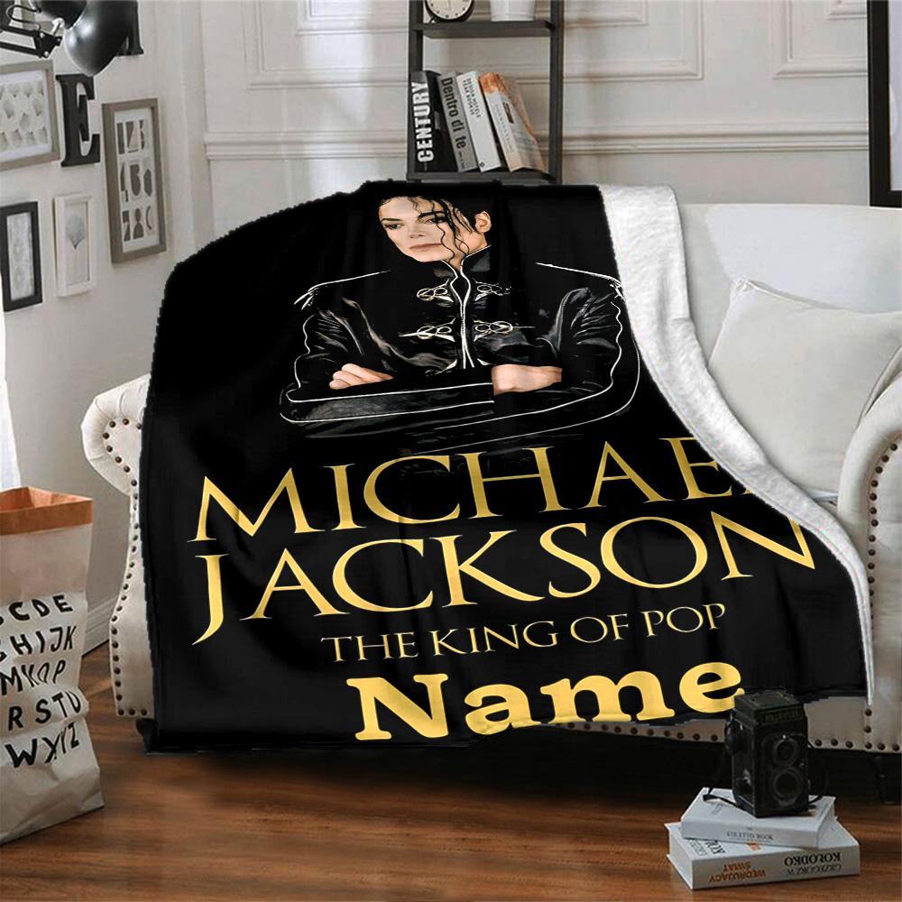 Custom Name Michael Jackson's Iconic Pose flannel Blanket for Super Soft Cute Comfort Blanket for Travel Bedding Couch Sofa Blanket