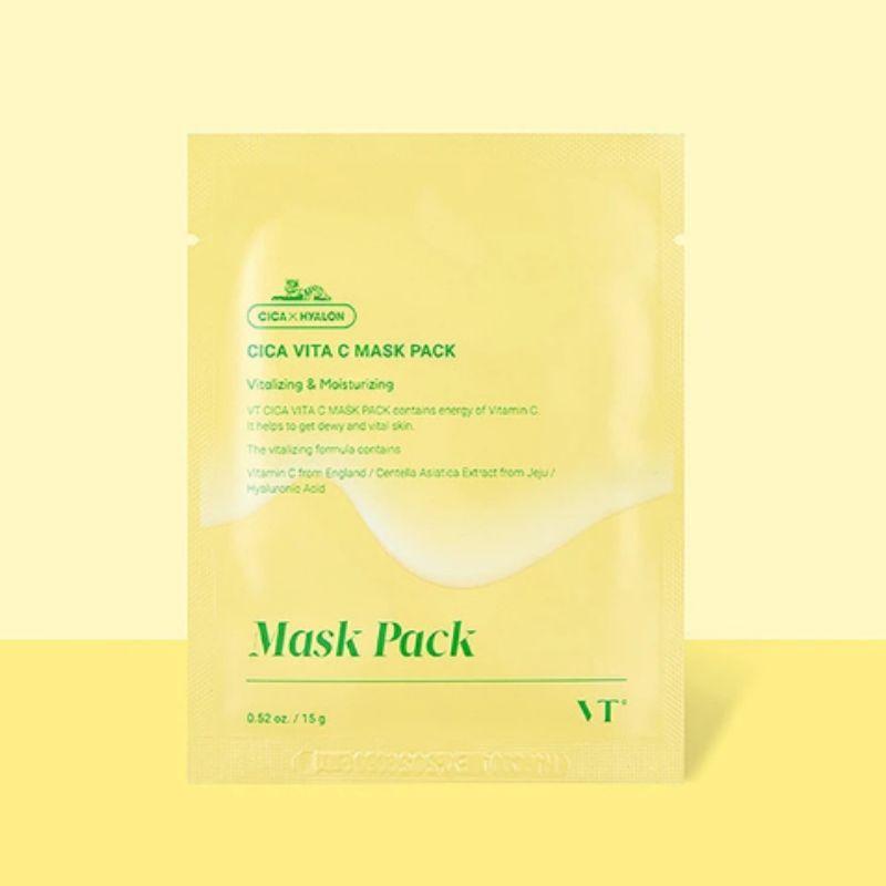 VT Cica Vita C Mask Pack 4 Sheets – Brightening Vitamin C & Cica Facial Sheet Mask Set