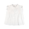Camicia a Quadri Blu Stile Francese con Maniche a Farfalla Piccole per Design Estivo da Donna, Top Niche Largo Senza Maniche Bianco da Bambola