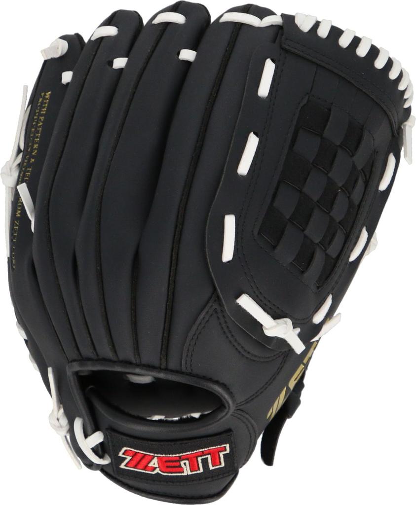 ZETT Catch Ball with Shock Absorbing Black and BDG3522A Glove, Beginner's, Pads, 12-inch, Right-Handed Throw, White,