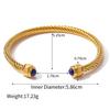 Yori Natural Stone Blue Turquoise Stainless Steel Ribbed Bracelet 18K Gold Plated Gift 2025 Gold PVD Plated Jewelry
