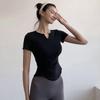 Women's Quick-Dry V-Neck Slimming T-Shirt for Running and Yoga